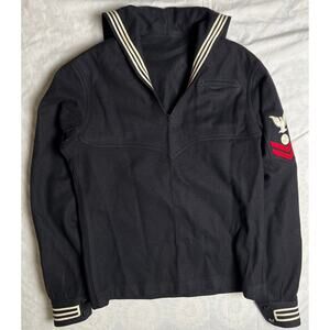 Vintage US Navy Military Uniform Enlisted Cracker-Jack Wool Sailor Dress Black M